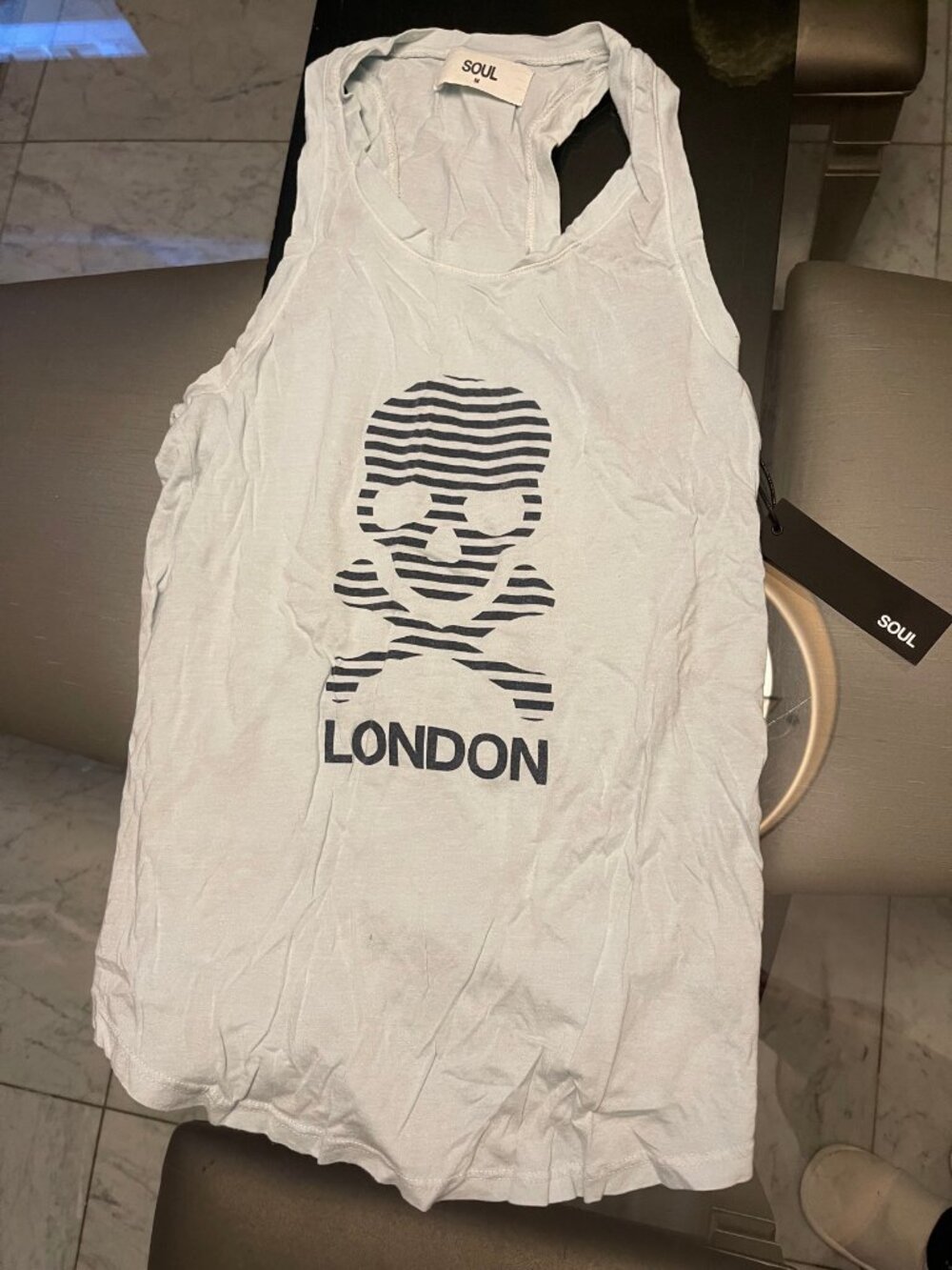 Soul White London Skull Tank Top NWT Sz M $64 Retail